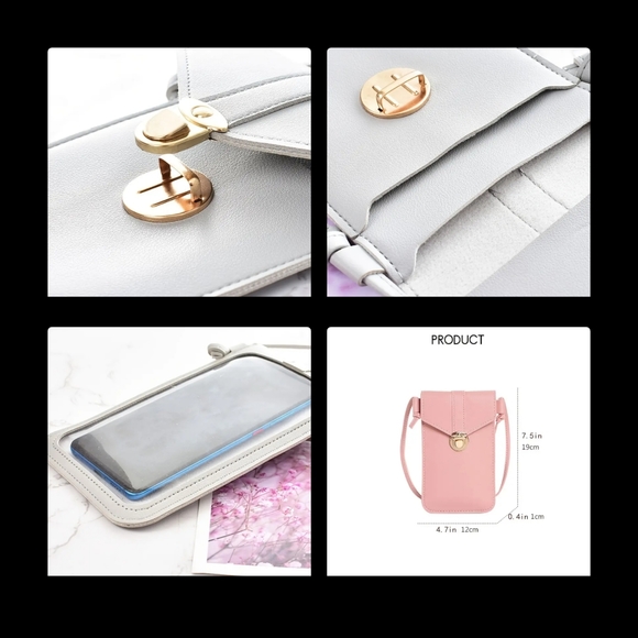 5/25 Cell Phone Carrier Purse w protective see through screen touch back w clasp - Picture 6 of 9
